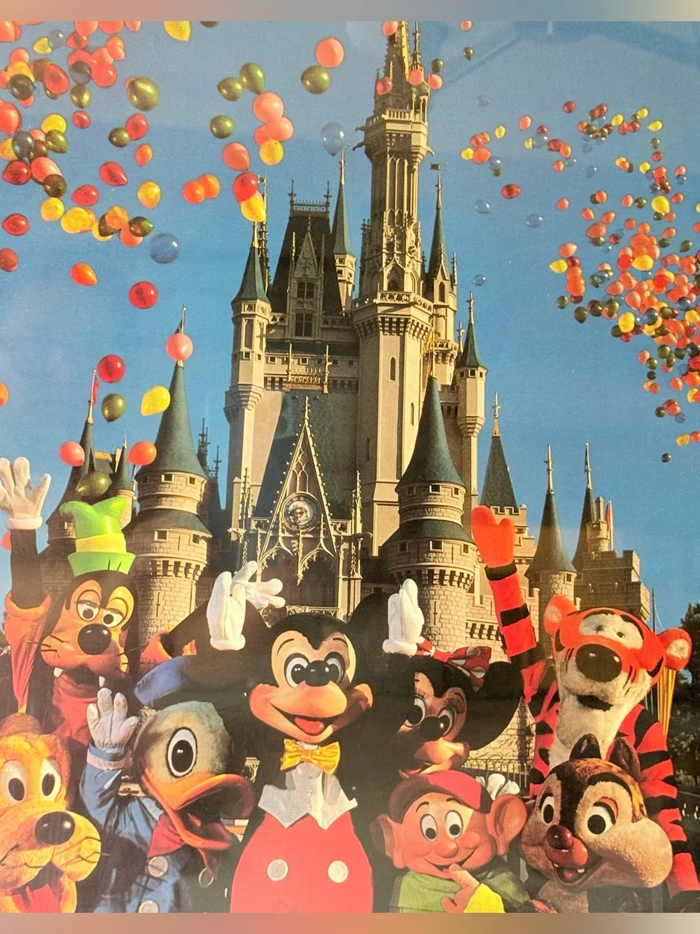 VTG 1990 Walt Disney World Mickey & Friends Cinderella Castle Framed Print 16x20